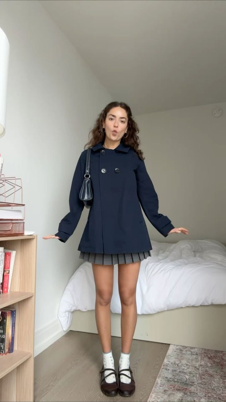 Navy Double-breasted Coat